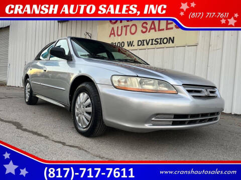 2002 Honda Accord for sale at CRANSH AUTO SALES, INC in Arlington TX