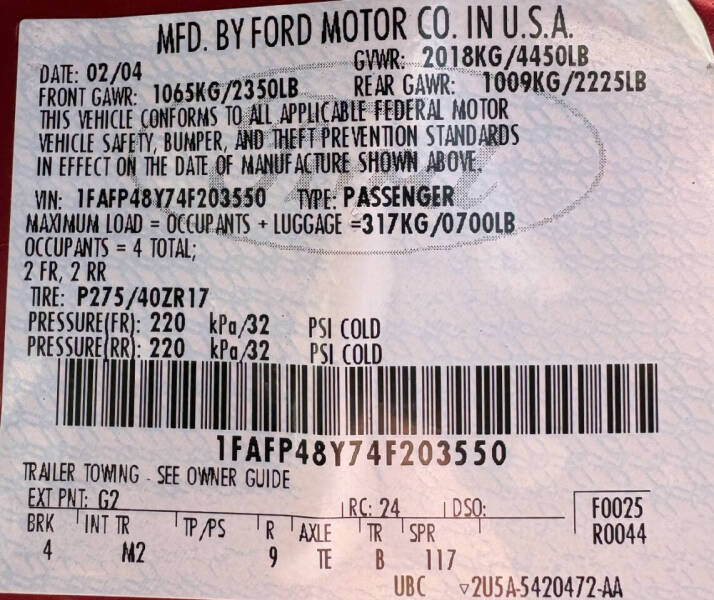 2004 Ford Mustang SVT Cobra