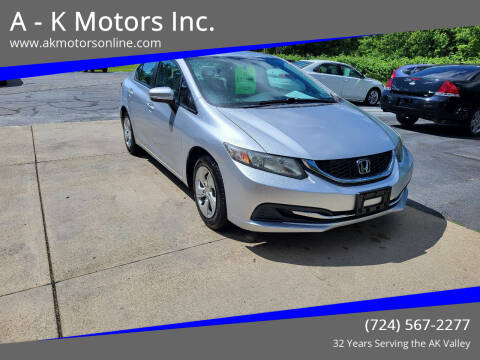 2014 Honda Civic for sale at A - K Motors Inc. in Vandergrift PA