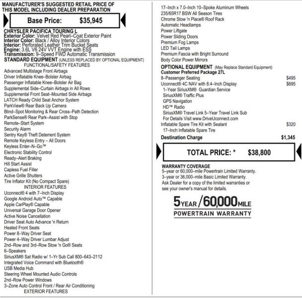 2018 Chrysler Pacifica Touring L