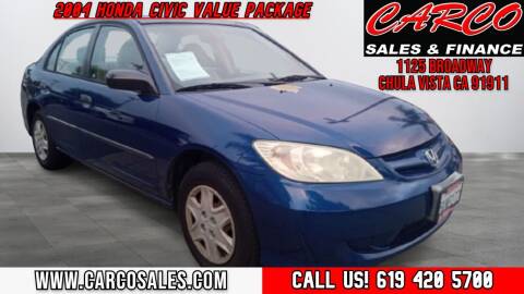 2004 Honda Civic for sale at CARCO SALES & FINANCE in Chula Vista CA