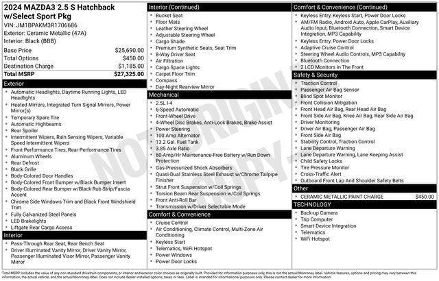 2024 Mazda Mazda3 Hatchback 2.5 S Select Sport