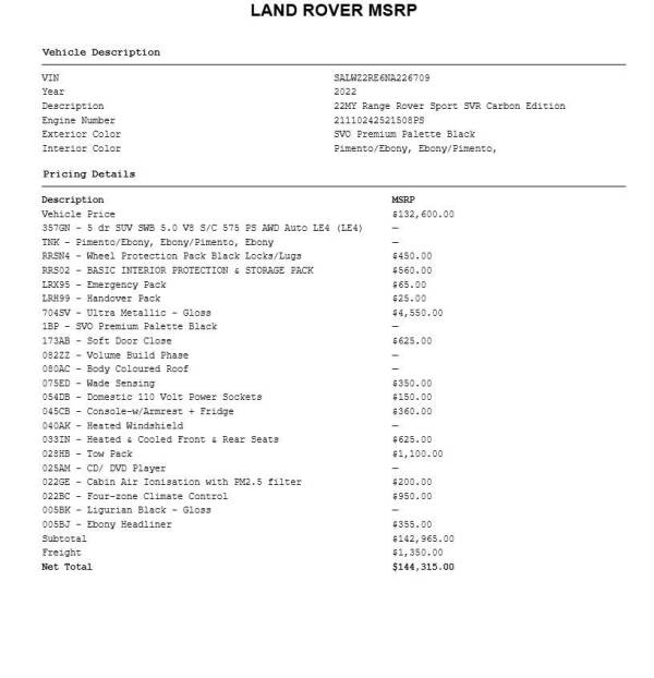 2022 Land Rover Range Rover Sport SVR
