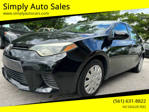 2015 Toyota Corolla for sale at Simply Auto Sales in Palm Beach Gardens FL