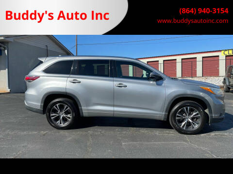 2016 Toyota Highlander for sale at Buddy's Auto Inc in Pendleton SC