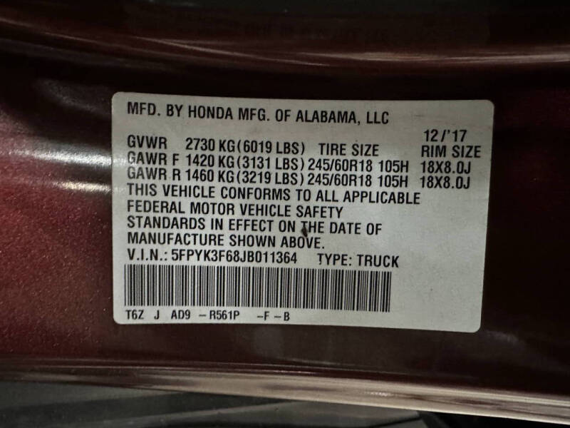 2018 Honda Ridgeline RTL-T