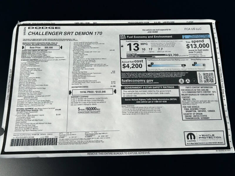 2023 Dodge CHALLENGER DEMON 170