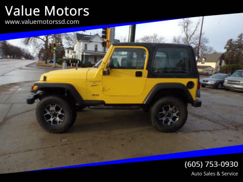 2001 Jeep Wrangler for sale at Value Motors in Watertown SD