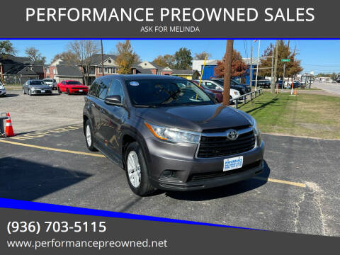 2016 Toyota Highlander for sale at PERFORMANCE PREOWNED SALES in Conroe TX