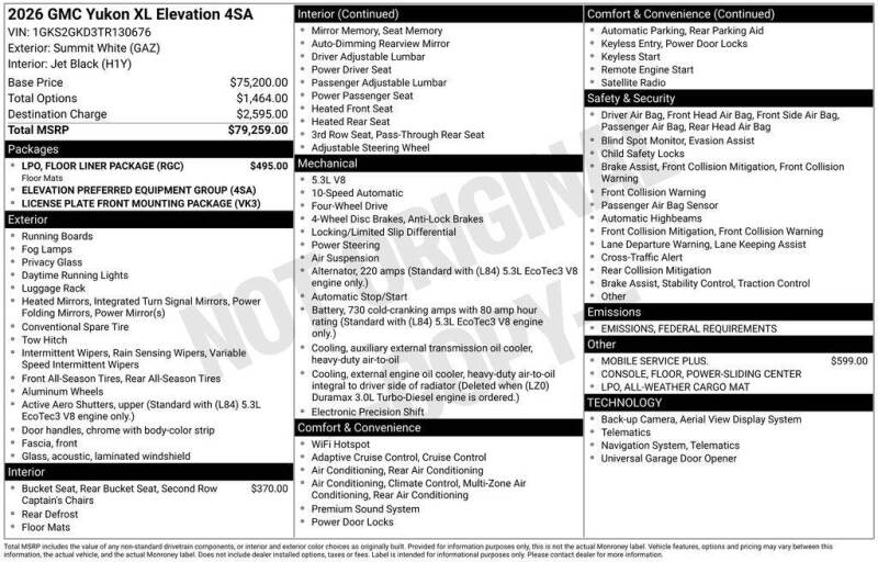2026 GMC Yukon XL Elevation