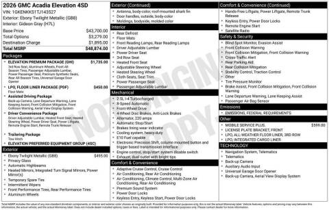 2026 GMC Acadia Elevation