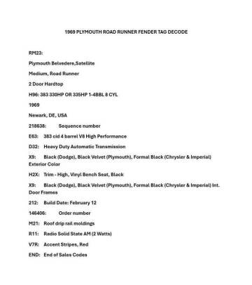 1969 Plymouth Roadrunner