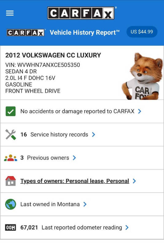 2012 Volkswagen CC Lux