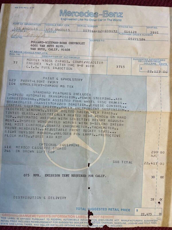 1977 Mercedes-Benz 450 SL