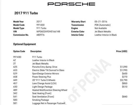 2017 Porsche 911 Turbo