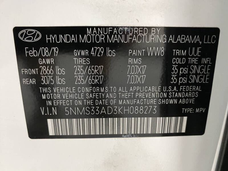 2019 Hyundai Santa Fe SEL 2.4L