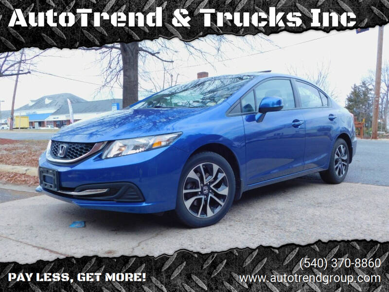 2013 Honda Civic for sale at AutoTrend & Trucks Inc in Fredericksburg VA