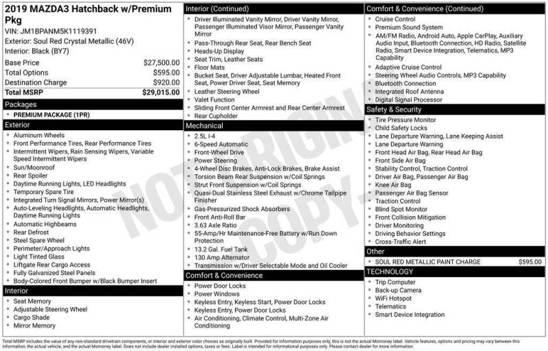 2019 Mazda Mazda3 Hatchback Premium