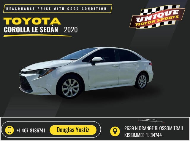 2020 Toyota Corolla for sale at Unique Motor Sports in Kissimmee, FL