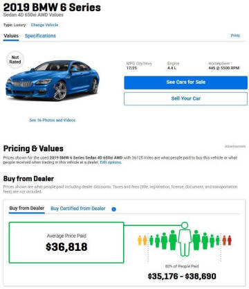 2019 BMW 6 Series 650i xDrive Gran Coupe