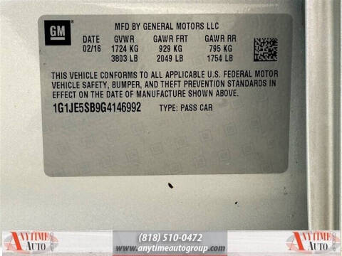 2016 Chevrolet Sonic LTZ Auto