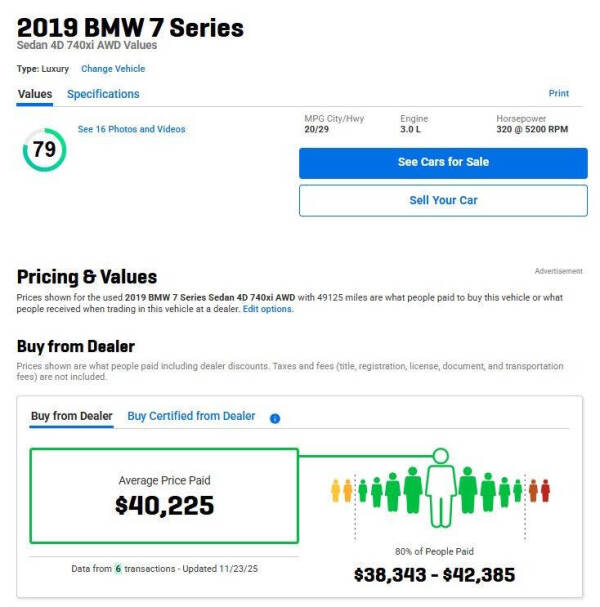 2019 BMW 7 Series 740i xDrive