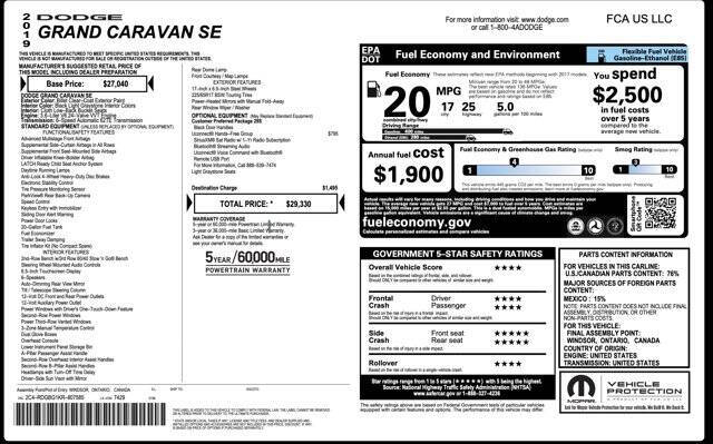 2019 Dodge Grand Caravan SE