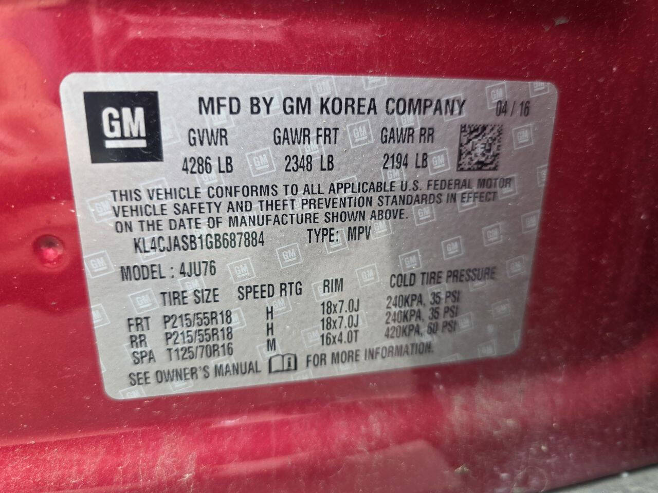 Dk. Red 2016 Buick Encore Base Base 4dr Crossover 16