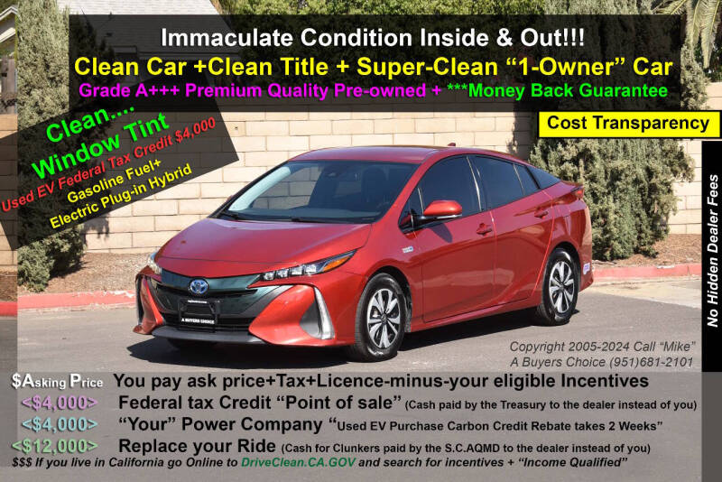 2019 Toyota Prius Prime for sale at A Buyers Choice in Jurupa Valley CA