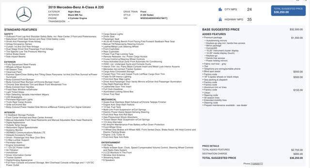 2019 Mercedes-Benz A-Class A 220