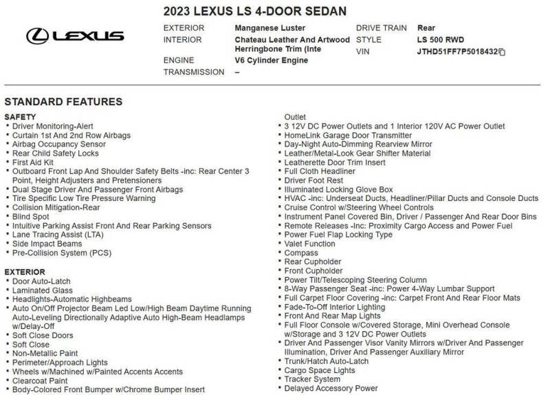 2023 Lexus LS 500