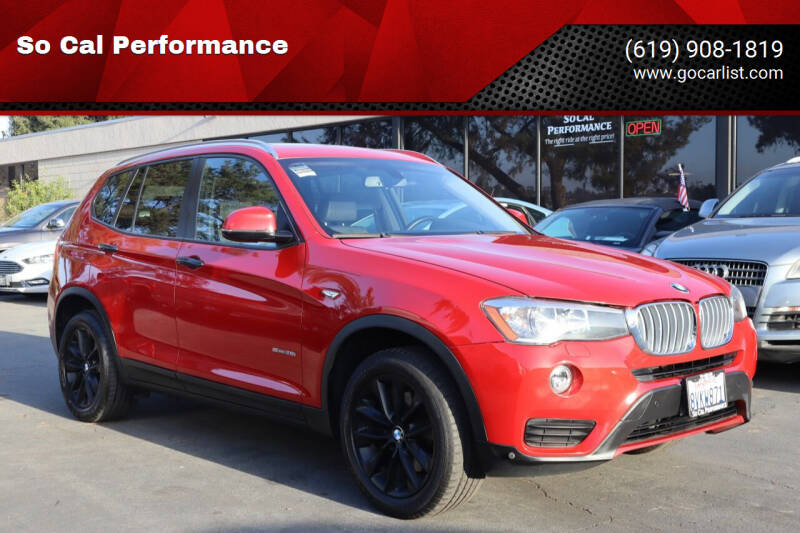 2017 BMW X3 for sale at So Cal Performance in San Diego CA