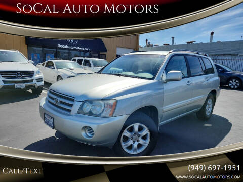 2003 Toyota Highlander for sale at SoCal Auto Motors in Costa Mesa CA