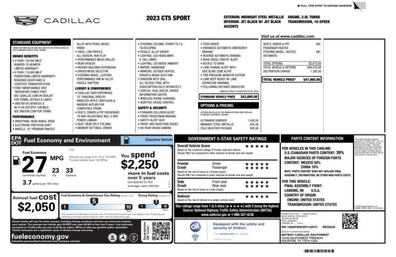 2023 Cadillac CT5 Sport
