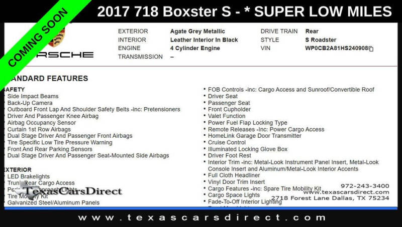 2017 Porsche 718 Boxster S