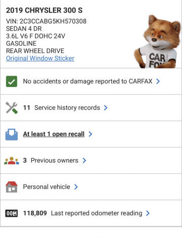 2019 Chrysler 300 S