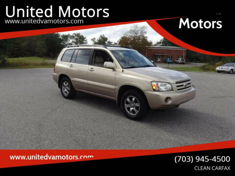 2005 Toyota Highlander for sale at United Motors in Fredericksburg VA