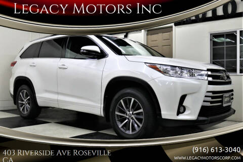 2018 Toyota Highlander for sale at Legacy Motors Inc in Roseville CA