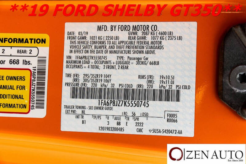 2019 Ford Mustang Shelby GT350