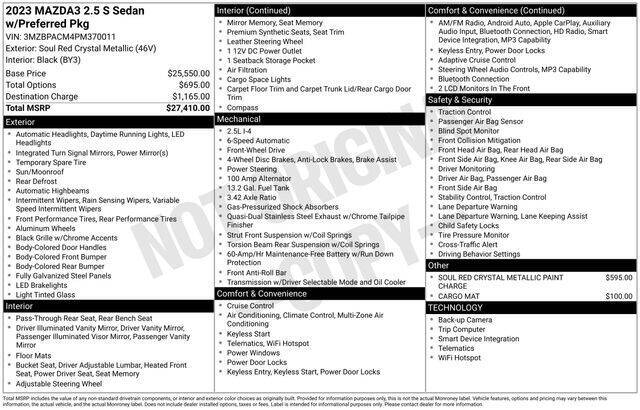 2023 Mazda Mazda3 Sedan 2.5 S Preferred