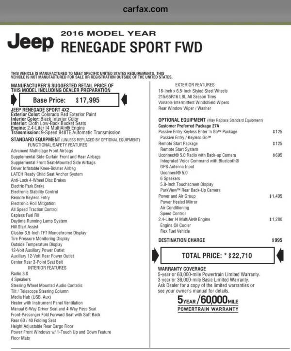 2016 Jeep Renegade Sport
