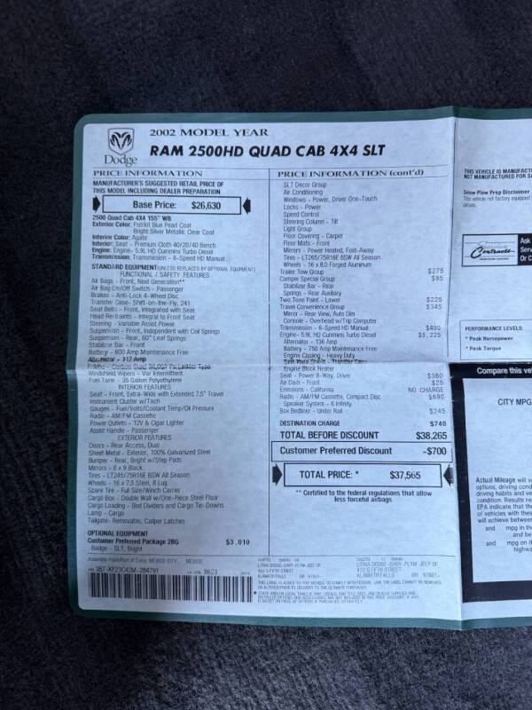 2002 Dodge Ram 2500 SLT Plus