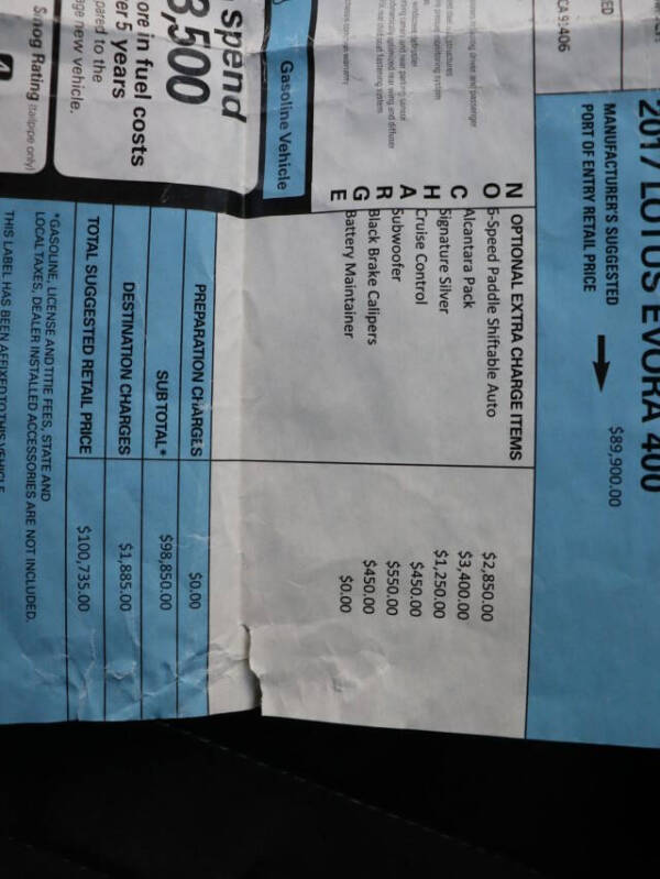 2017 Lotus Evora 400