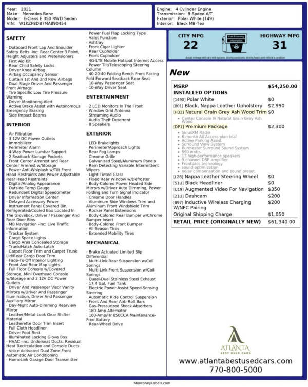 2021 Mercedes-Benz E-Class E 350