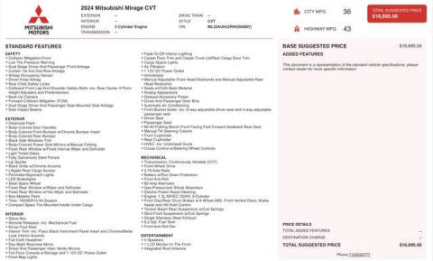 2024 Mitsubishi Mirage ES