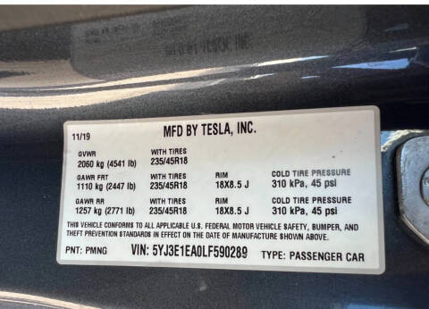 2020 Tesla Model 3 Standard Range Plus