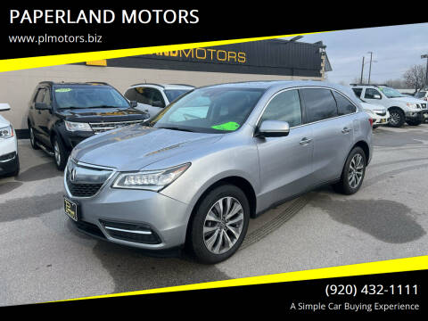2016 Acura MDX for sale at PAPERLAND MOTORS in Green Bay WI