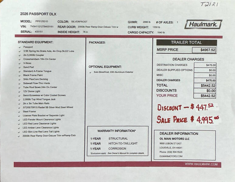 2026 Haulmark Passport 6 x 12