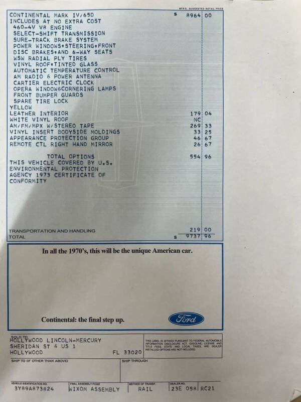 1973 Lincoln Continental