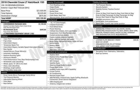 2018 Chevrolet Cruze LT Auto